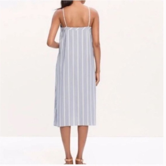Madewell Striped V-Neck Trapeze Cotton Dress Size Small - Picture 2 of 13